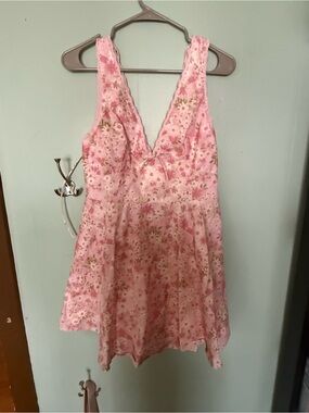 Alter’d State Pink Floral Lace-Trim Sundress
